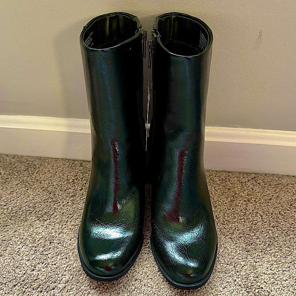 Dark Green Leather Women's Boots